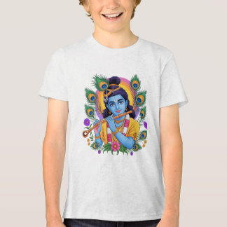Camiseta Triblenda Divine Lord Krishna Playing Flute with Peacock Fea