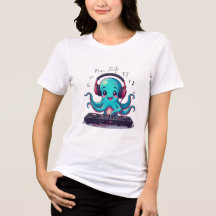 DJ de pulpo sonriente, camiseta de la jungla music
