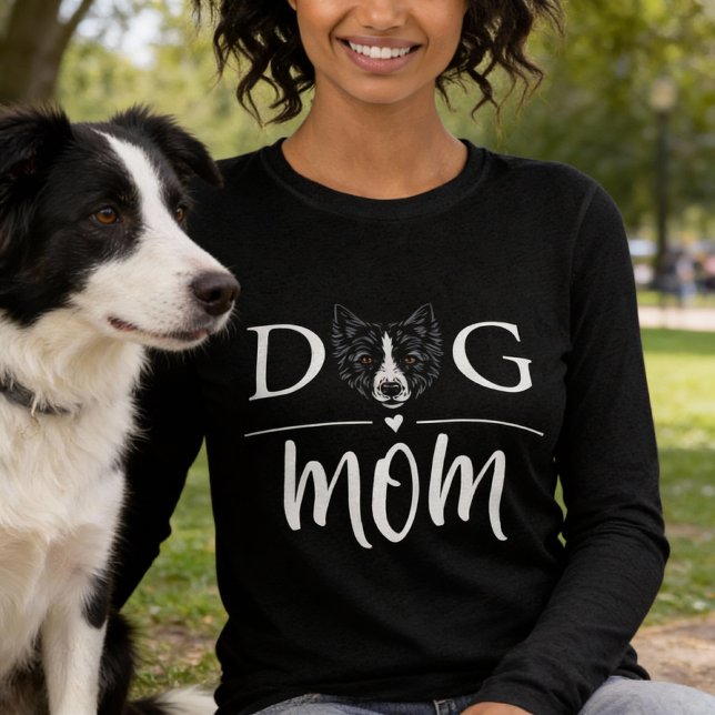 Camiseta Triblenda Dog Mom Cute Border Collie (border-collie dog mom shirt)
