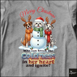 Camiseta Triblenda Dogs Snowman Christmas Friends Antlers Scarves