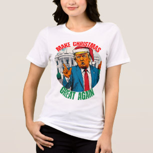 CAMISETA TRIBLENDA DONALD TRUMP - HAGA GRANDES A LOS NAVIDADES DE NUE