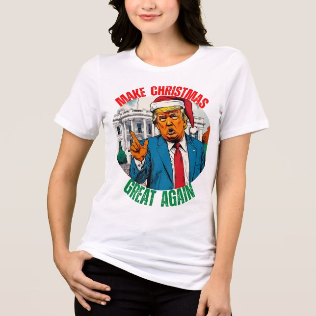 CAMISETA TRIBLENDA DONALD TRUMP - HAGA GRANDES A LOS NAVIDADES DE NUE (Anverso)