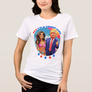 CAMISETA TRIBLENDA DONALD TRUMP- SÍ, SOY CHICA DE TRUMP