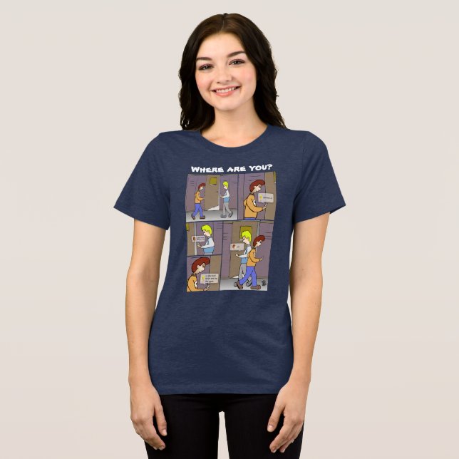 Camiseta Triblenda ¿Dónde Estás? Camiseta de tres mezclas negras para (Anverso Completo )