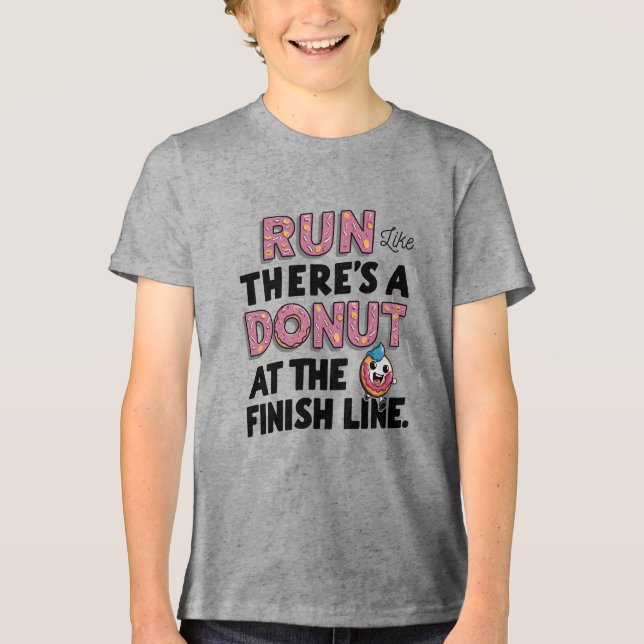 Camiseta Triblenda Donut at the Finish Line Funny Fitness Motivation (Anverso)