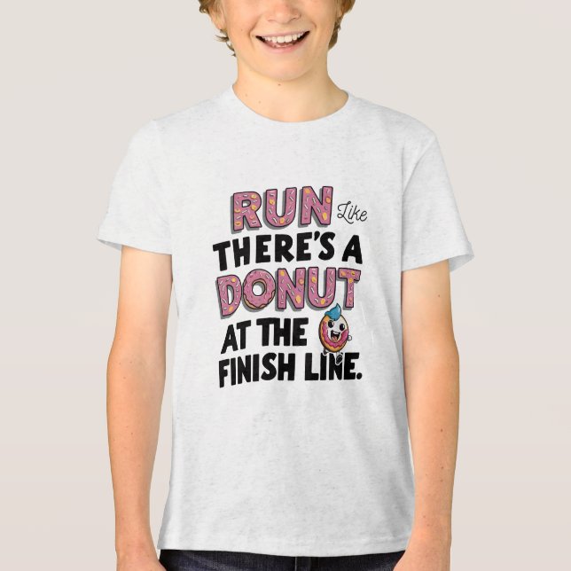 Camiseta Triblenda Donut at the Finish Line Funny Fitness Motivation (Anverso)