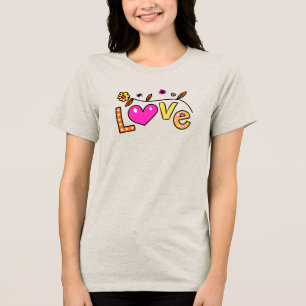Camiseta Triblenda Doodle de amor dibujado a mano