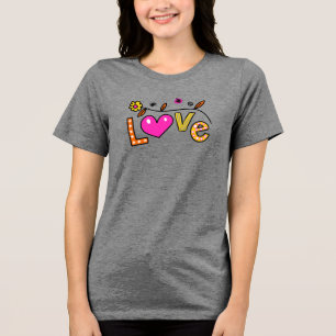 Camiseta Triblenda Doodle de amor dibujado a mano