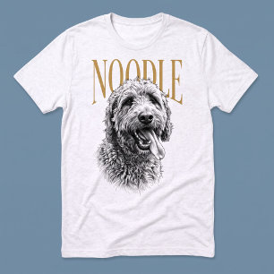 Camiseta Triblenda Doodlet Monocromo Boceto Mascota Nombre Dorado
