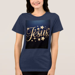 Camiseta Triblenda Dorado Jesús Escritura Azul