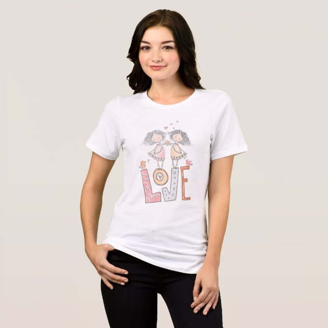Camiseta Triblenda Dos chicas enamoradas (Anverso Completo)