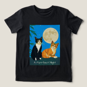 Camiseta Triblenda Dos gatos bajo la luna llena