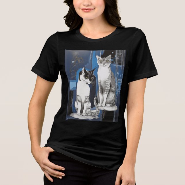 Camiseta Triblenda Dos gris sobre un fondo abstracto (Anverso)