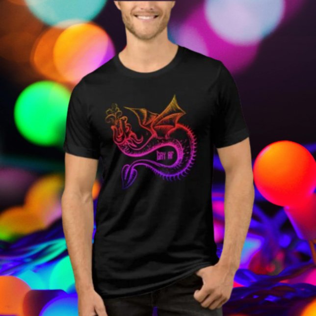 Camiseta Triblenda Dragón arcoiris gradiente de AF gay (Subido por el creador)
