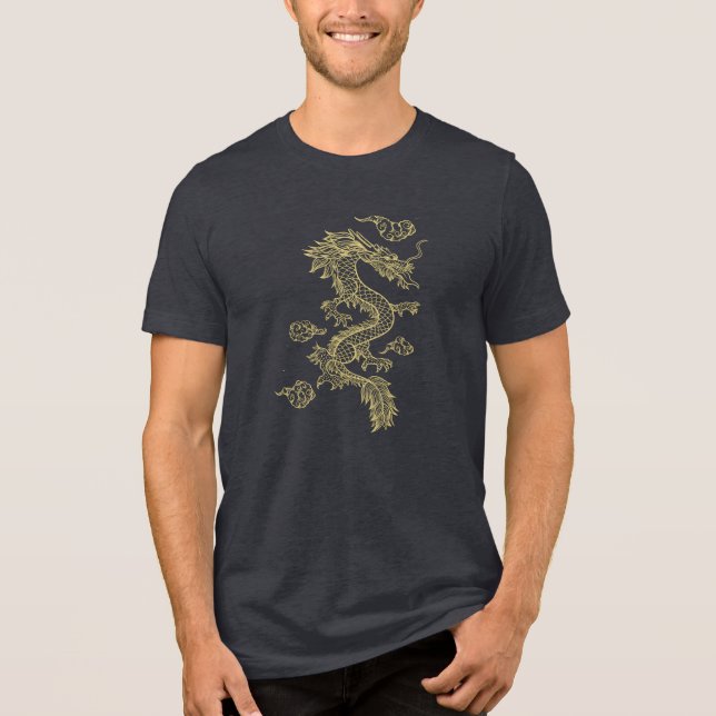 Camiseta Triblenda Dragón chino de tonos dorados (Anverso)