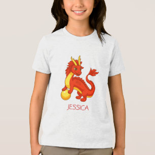 Camiseta Triblenda Dragón Chino Rojo Nombre Personalizado