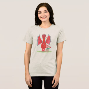 Camiseta Triblenda Dragón con rosas rojas
