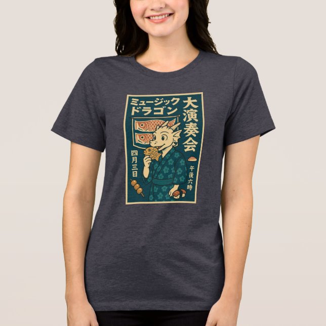 Camiseta Triblenda Dragón japonés retro (Anverso)