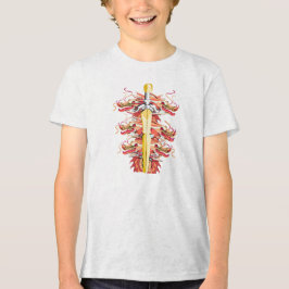 Camiseta Triblenda Dragón Rojo y Espada Dorada