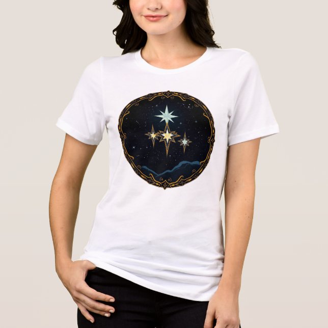 Camiseta Triblenda „Drei Sterne – Lichtpfad am Himmel“ (Anverso)