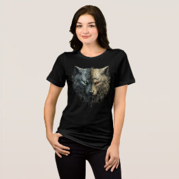 Camiseta Triblenda Dual Wolf Spirits – Light & Dark Totem Art