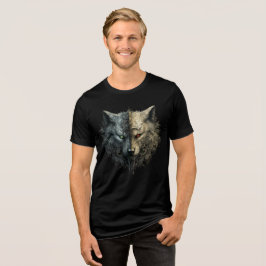 Camiseta Triblenda Dual Wolf Spirits – Light & Dark Totem Art