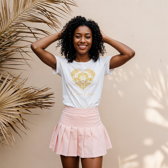 Camiseta Triblenda Ducha de Novia de Pickleball con Palma Tropical Re (Retro Tropical Palm Tree Pickleball Bridal Shower)