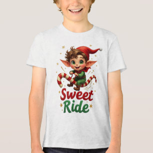 Camiseta Triblenda Dulce Elfo de Navidad Niños