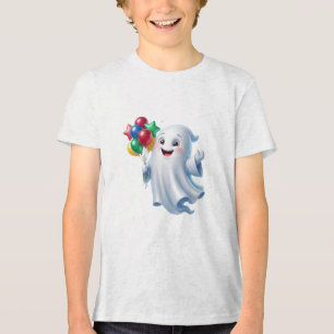 Camiseta Triblenda Dulce Fantasma Flotante con Globos Halloween