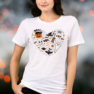 Camiseta Triblenda Dulce Halloween espeluznante negro y naranja