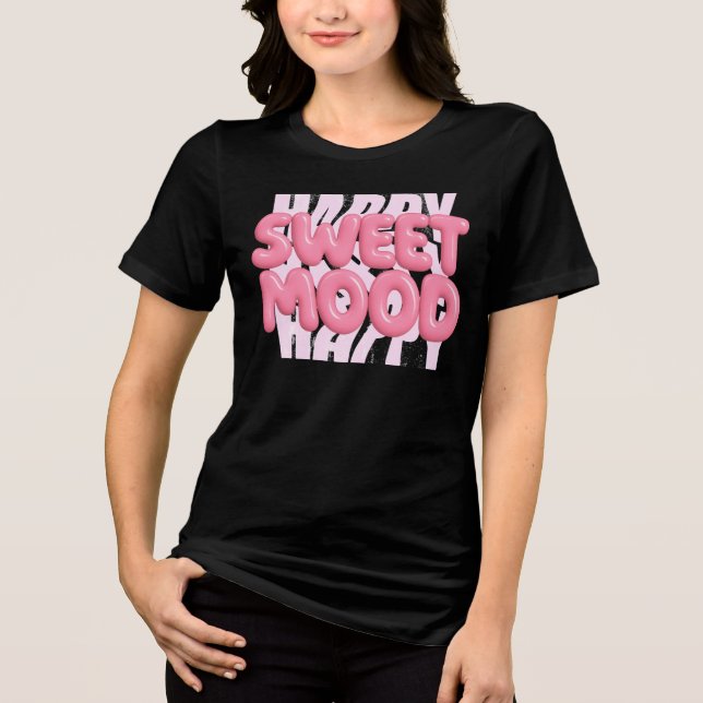 Camiseta Triblenda Dulce humor Burbuja rosa Leer estética (Anverso)