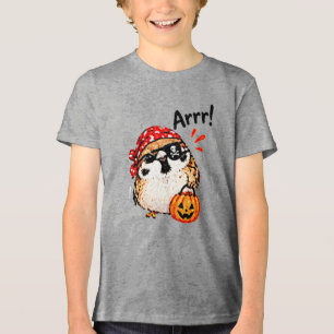 Camiseta Triblenda Dulce Pájaro Gorrión Chibi Pirata de Halloween Div