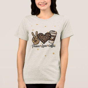 Camiseta Triblenda Dulce Paz Amor Café SVG - Brillo y Leopardo