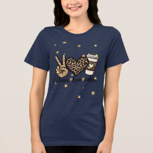 Camiseta Triblenda Dulce Paz Amor Café SVG - Brillo y Leopardo 