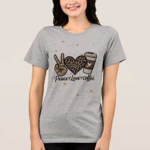 Camiseta Triblenda Dulce Paz Amor Café SVG - Brillo y Leopardo