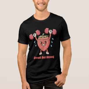Camiseta Triblenda Dulce pero Fuerte – Dibujo Animado de Fresa en el