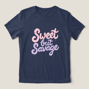 Camiseta Triblenda Dulce Pero Salvaje Estilo Callejero Algodón de Azú