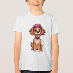 Camiseta Triblenda Dulce perro caricaturista - Cachorro feliz en Pega