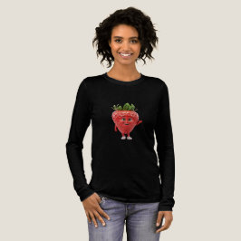 Camiseta Triblenda Dulce Personaje de Fresa Feliz Saludando Dibujo An