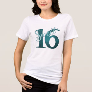 Camiseta Triblenda Dulces 16 Purpurina de Grunge Verde verde azulad