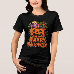 Camiseta Triblenda Dulces Calabaza de Halloween Truco o Trato