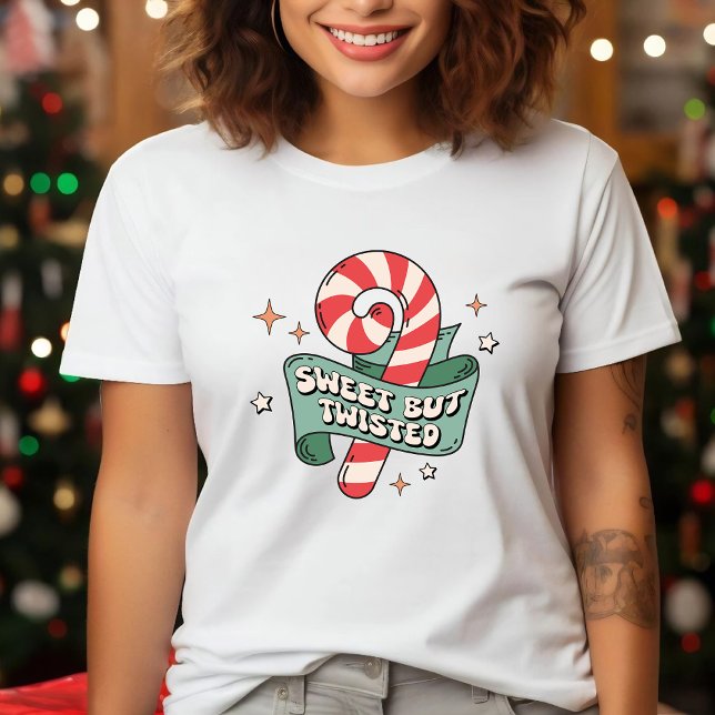 Camiseta Triblenda Dulces pero torcidos Navidades Retro Candy Cane (Subido por el creador)