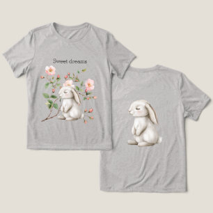 Camiseta Triblenda Dulces Sueños Conejo Rosas Rosadas Florales