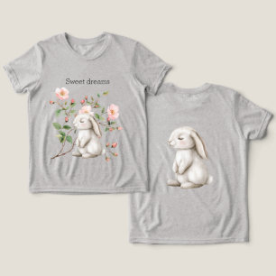 Camiseta Triblenda Dulces Sueños Conejo Rosas Rosadas Florales
