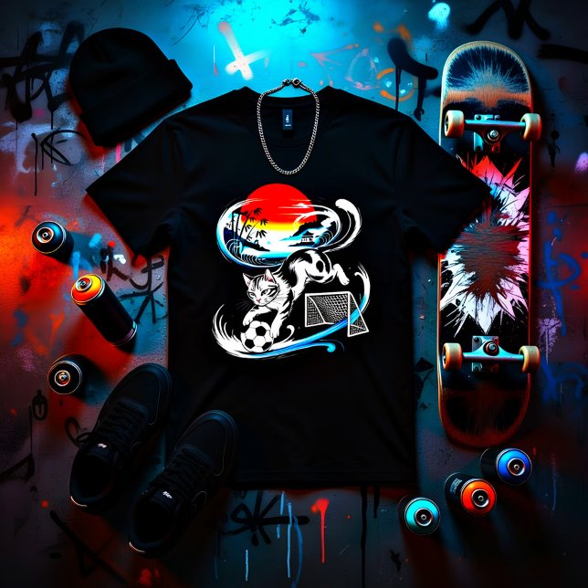 Camiseta Triblenda Dynamic Japanese Soccer Cat for sports fan gifts (Subido por el creador)