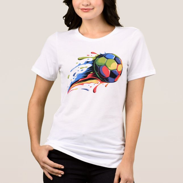 Camiseta Triblenda Dynamic Soccer Ball Paint Splatter Colorful Sports (Anverso)
