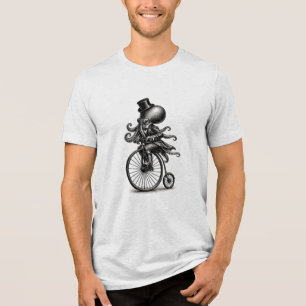 Camiseta Triblenda eampunk Victorians Pulpo Montando Bicicleta de Pen