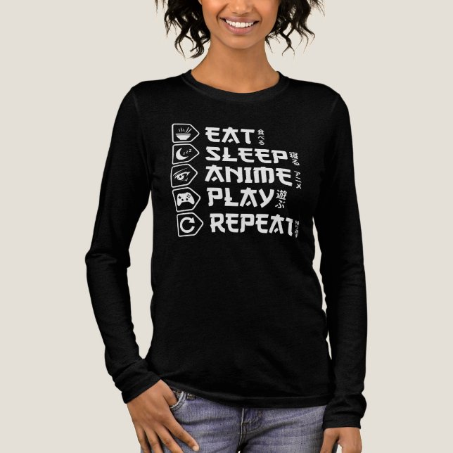 Camiseta Triblenda Eat Sleep Anime Play Repeat Otaku Anime Lifestyle (Anverso)