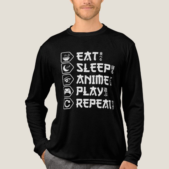 Camiseta Triblenda Eat Sleep Anime Play Repeat Otaku Anime Lifestyle (Anverso)