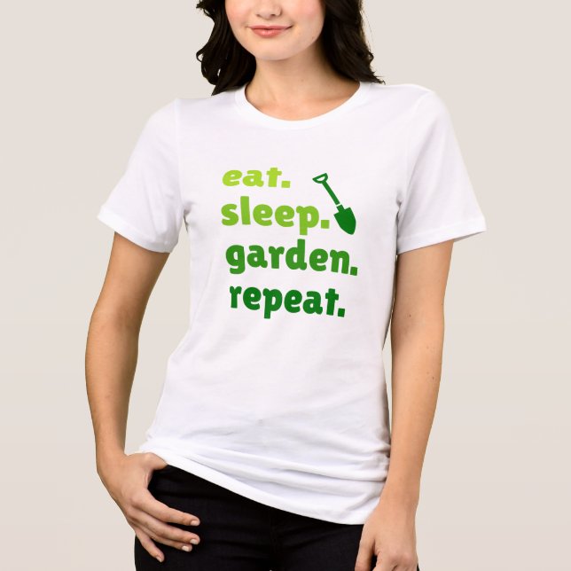 Camiseta Triblenda Eat Sleep Garden Repeat Gardening Lover Tee (Anverso)